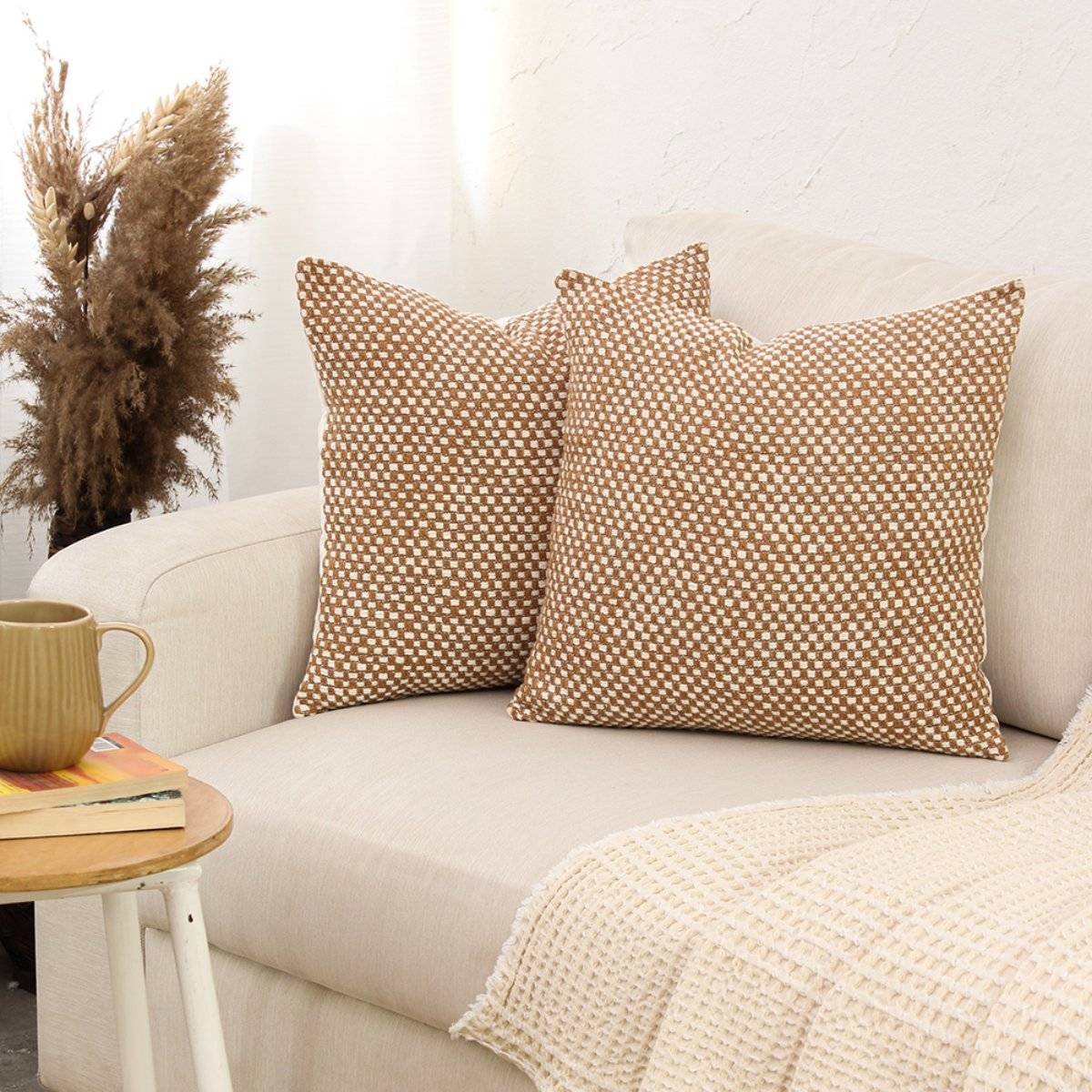House This Vindhya Cushion Cover Set Brown (16 x 16 inches)