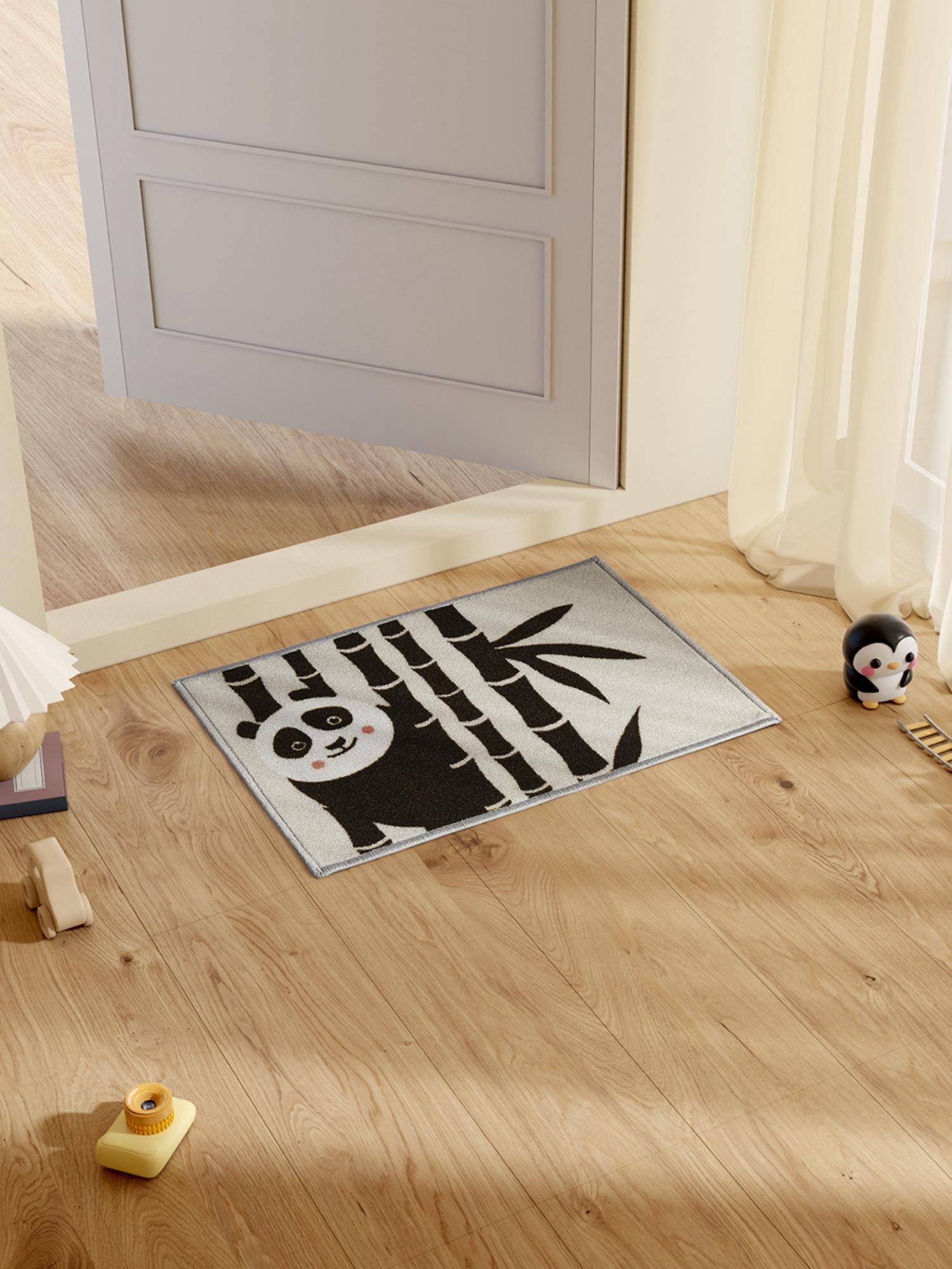 SPACES Anti-Skid Bathroom & Door Mat with Character Design Dark Brown