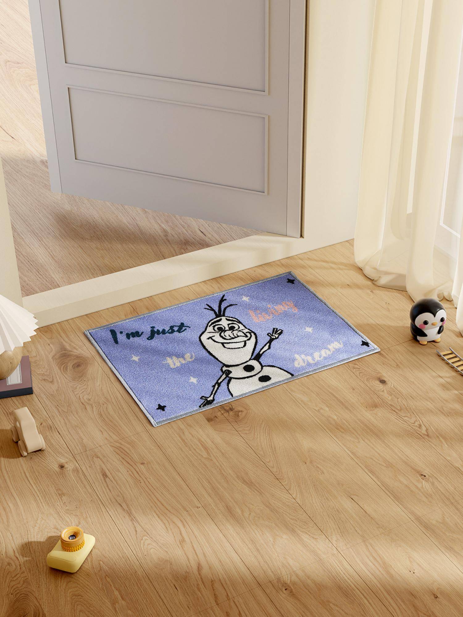 SPACES Disney Frozen Anti-Skid Bathroom & Door Mat with Character Design Light Violet