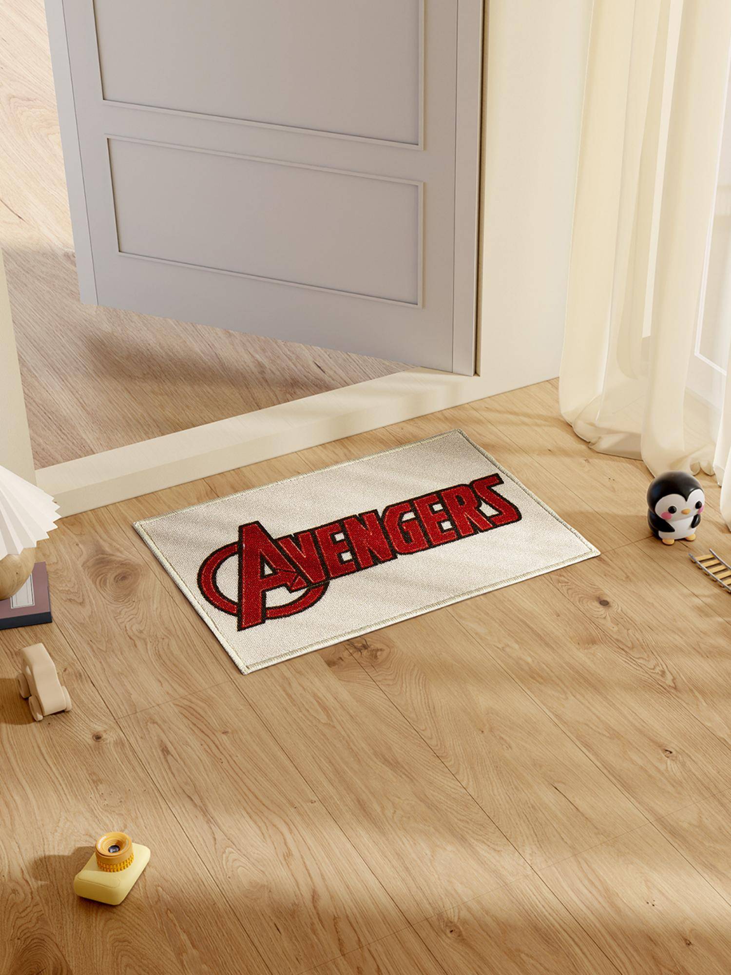 SPACES Marvel Avengers Anti-Skid Bathroom & Door Mat with Character Design Cream