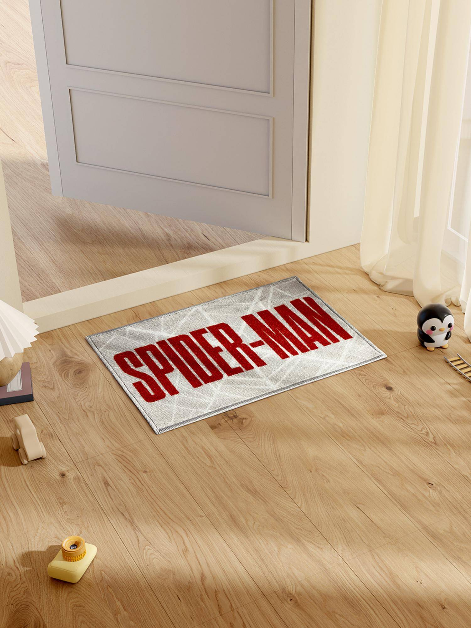 SPACES Marvel Spiderman Anti-Skid Bathroom & Door Mat with Character Design Light Grey