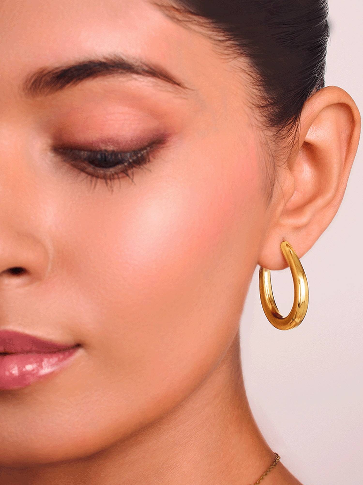 ELRA 18K Gold Plated Teardrop Hoop Earrings