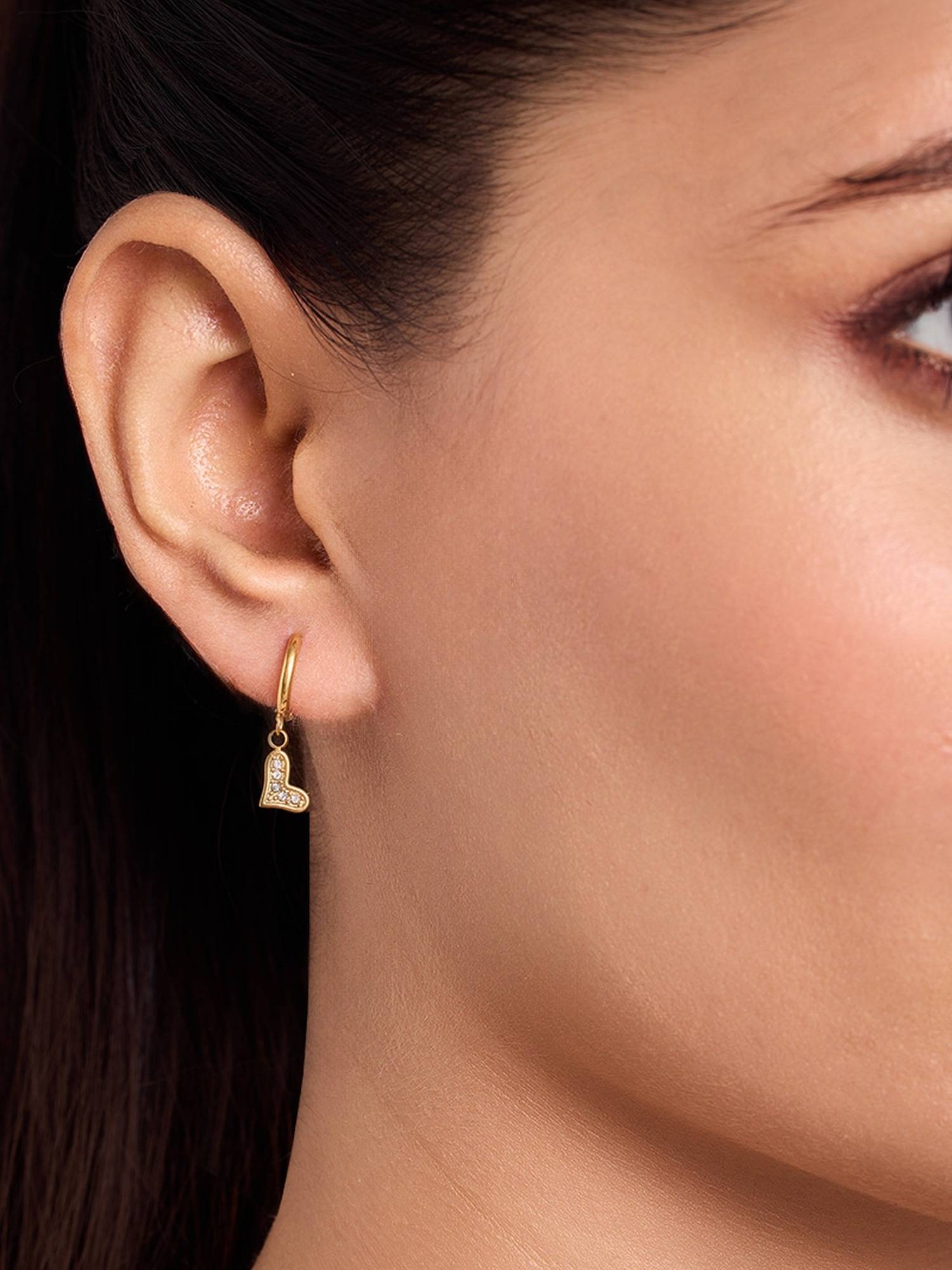 ELRA 18K Gold Plated Crystal Drop Hoops Earrings