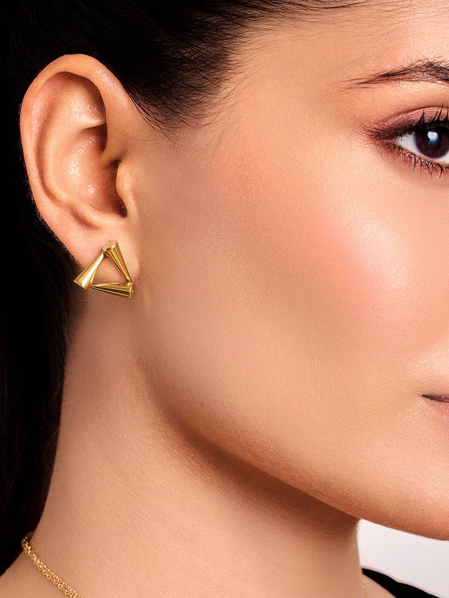 ELRA 18K Gold Plated Golden Edge Studs Earrings