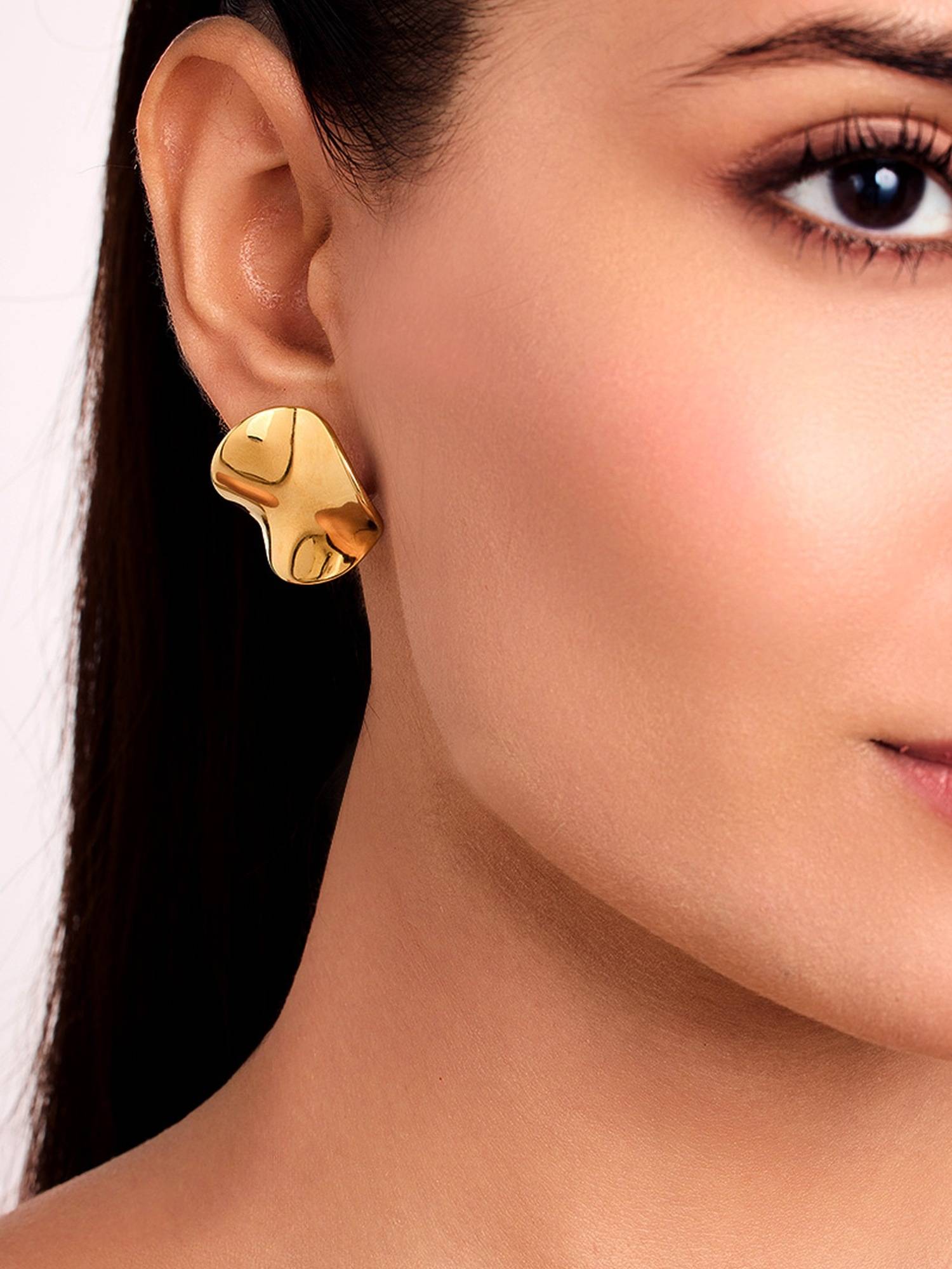 ELRA 18K Gold Plated Golden Flux Stud Earrings
