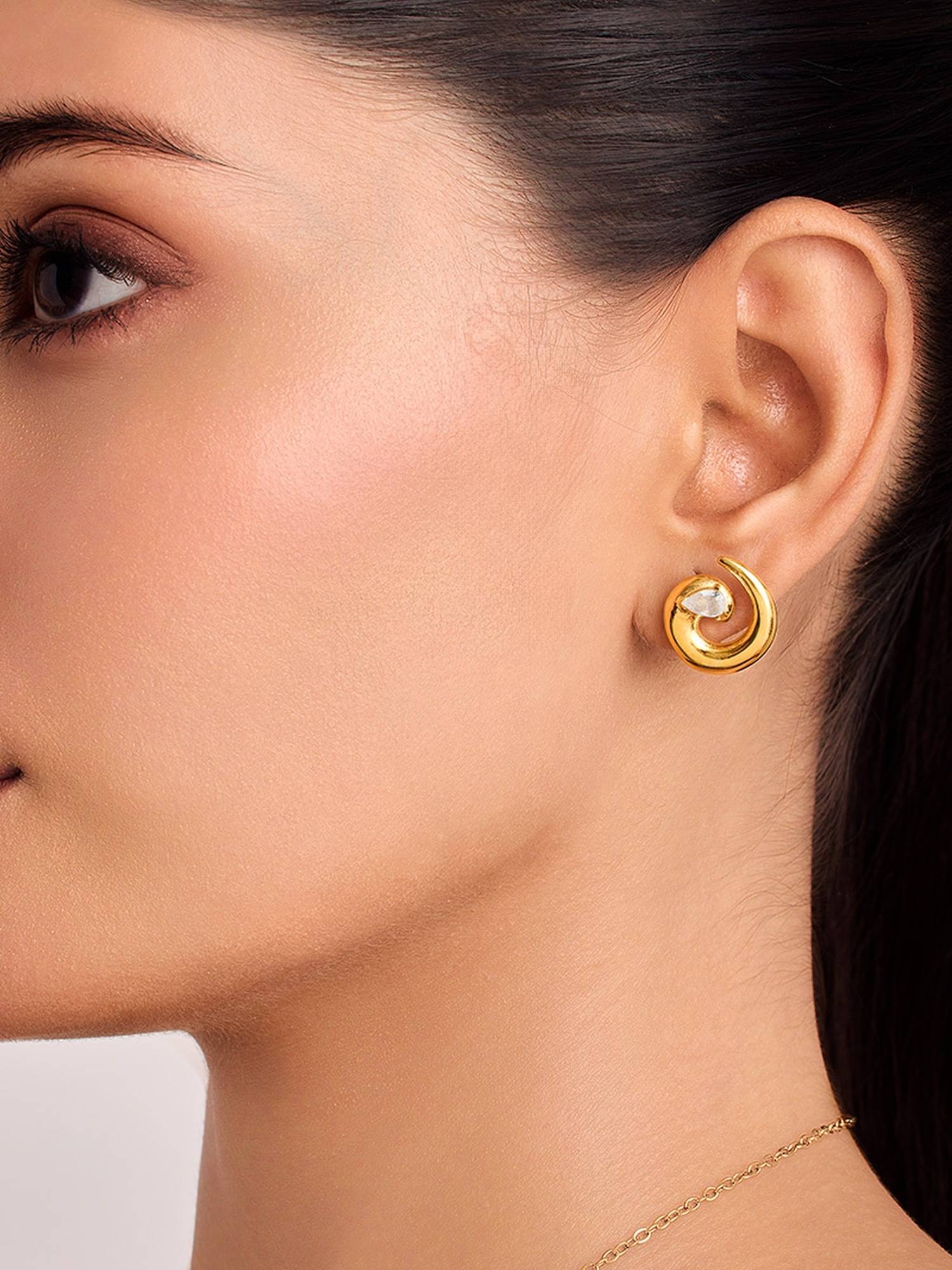ELRA 18K Gold Plated Golden Dew Stud Earrings