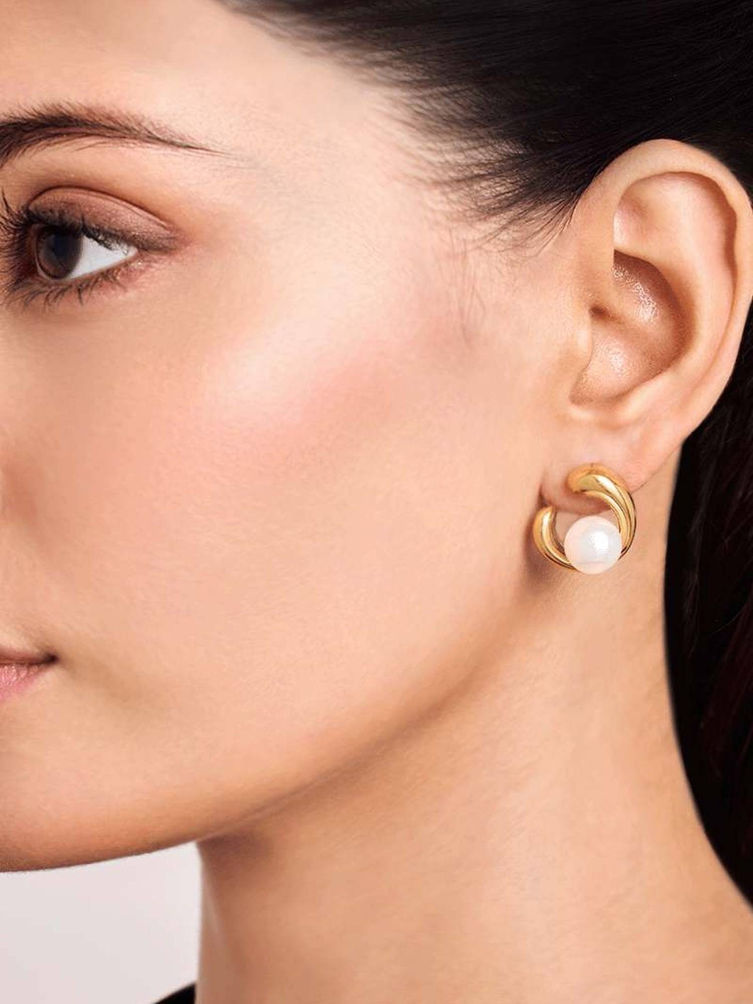 ELRA 18K Gold Plated Pearl Arc Earrings