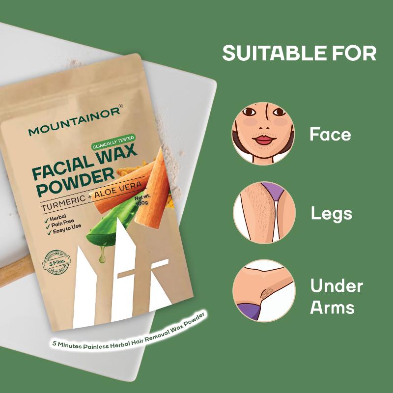 Buy Mountainor Facial Hair Removal Wax Powder With Turmeric & Aloevera