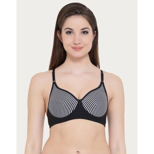Buy Clovia Cotton Rich Printed Non-Padded Full Cup Wire Free Spacer Bra -  Black Online