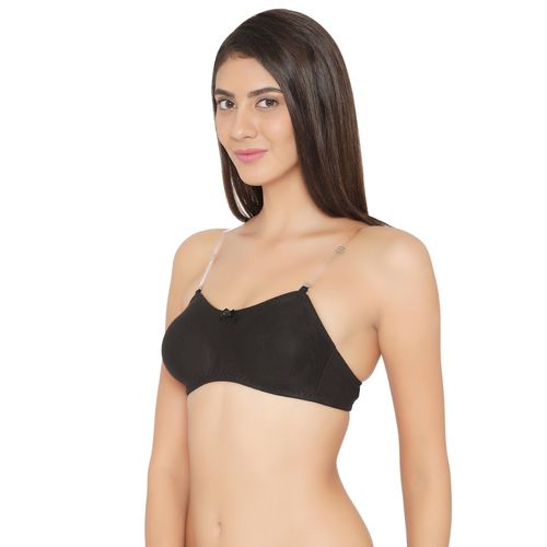 Buy Clovia Cotton Rich Solid Non-Padded Full Cup Wire Free T-shirt Bra -  Black online