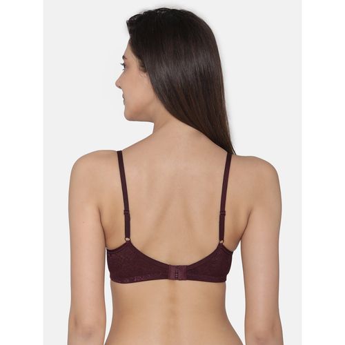 Buy Clovia Lace Solid Padded Demi Cup Wire Free Push-Up Bra - Light Purple  Online