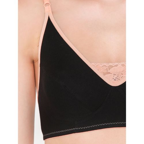 Clovia Cotton Spandex Solid Non-Padded Full Cup Wire Free Everyday Bra -  Black (32B)