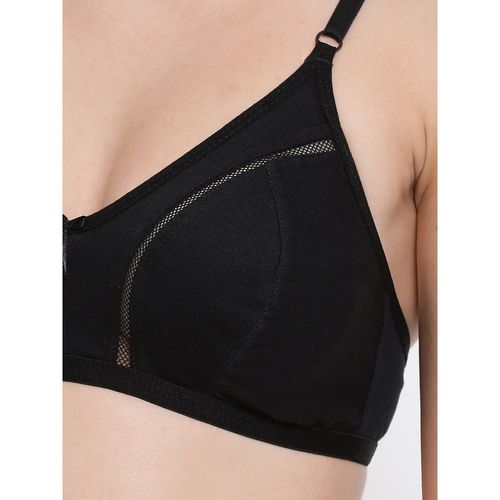 Buy Clovia Cotton Rich Solid Non-Padded Full Cup Wire Free Everyday Bra -  Black online