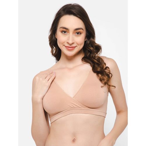 Buy Clovia Cotton Spandex Solid Non-Padded Full Cup Wire Free Maternity Bra  - Nude Online