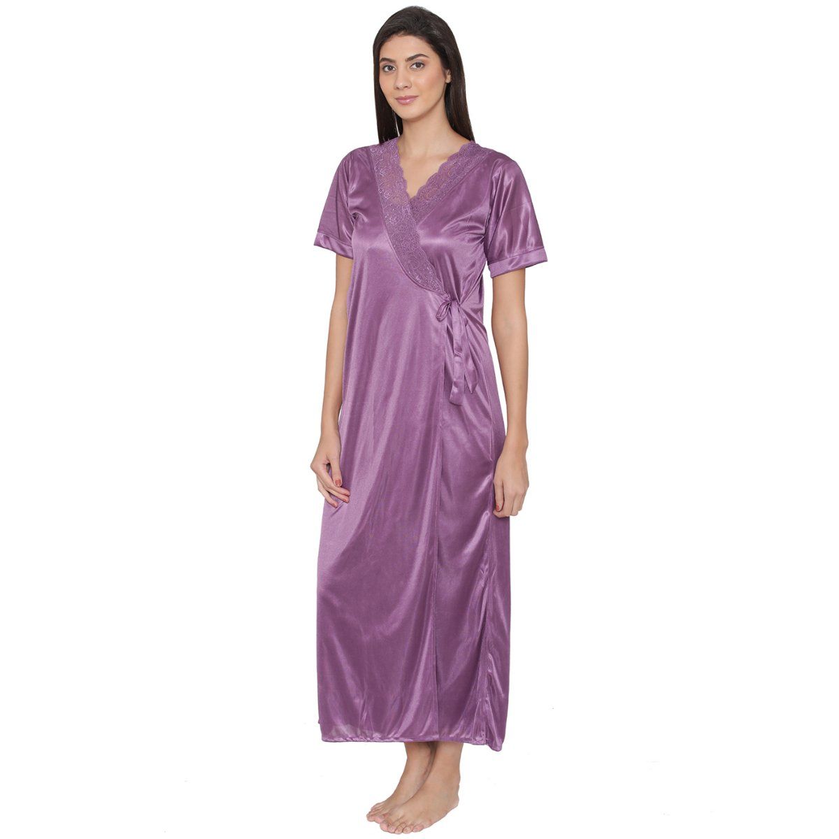 Buy Clovia 4 Piece Nightwear in Purple - Satin (Set of 4) Online