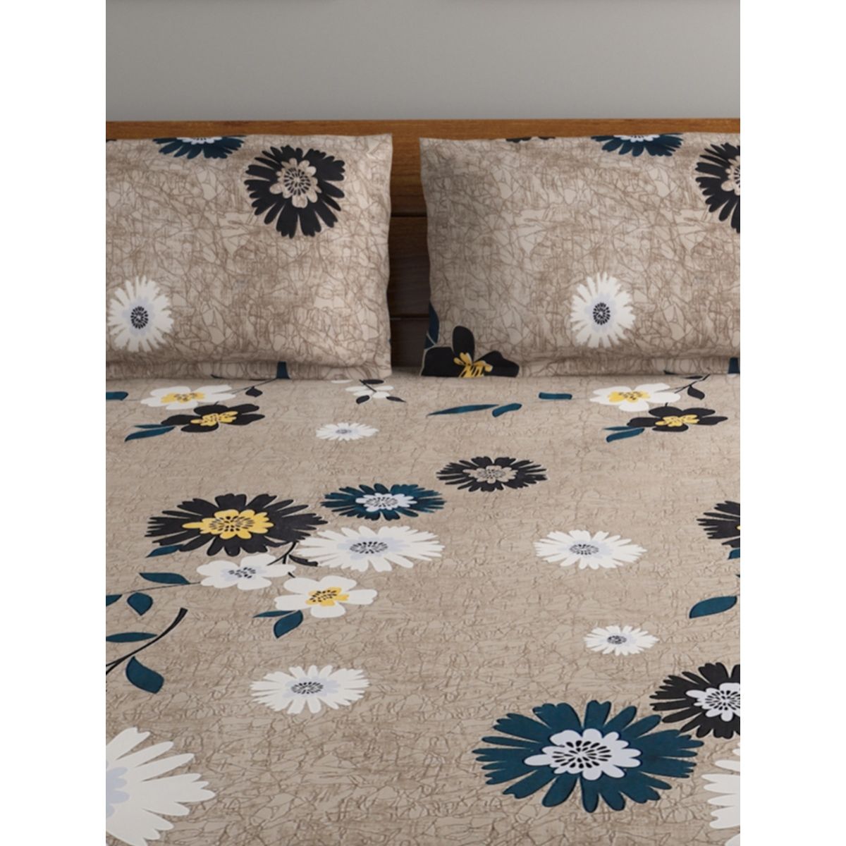 Buy Bombay Dyeing 110 GSM Microfiber Grey Double Bedsheet with 2 Pillow