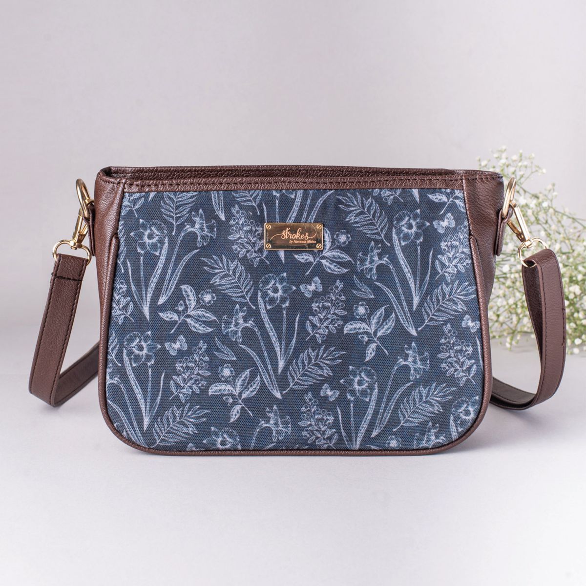 Buy Strokes by Namrata Mehta Grey Irises Tote Bag For Women online
