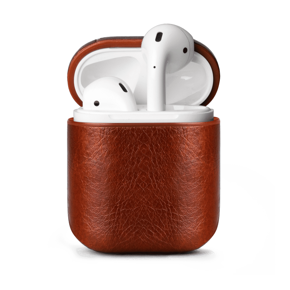 Brown LV Solid Leather Airpods Case