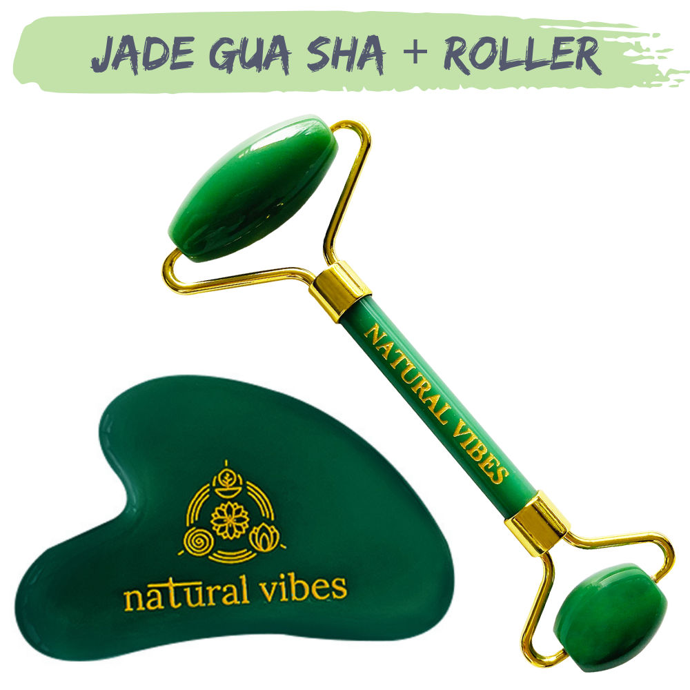 Natural Vibes Jade Roller and Gua Sha for Face Neck and Under Eye Buy