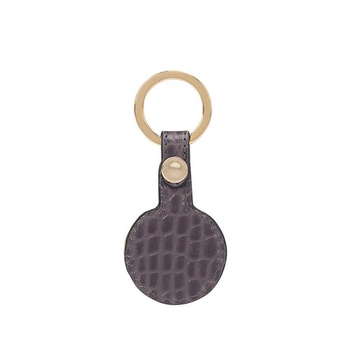 Black Emboss LV Leather Keychain