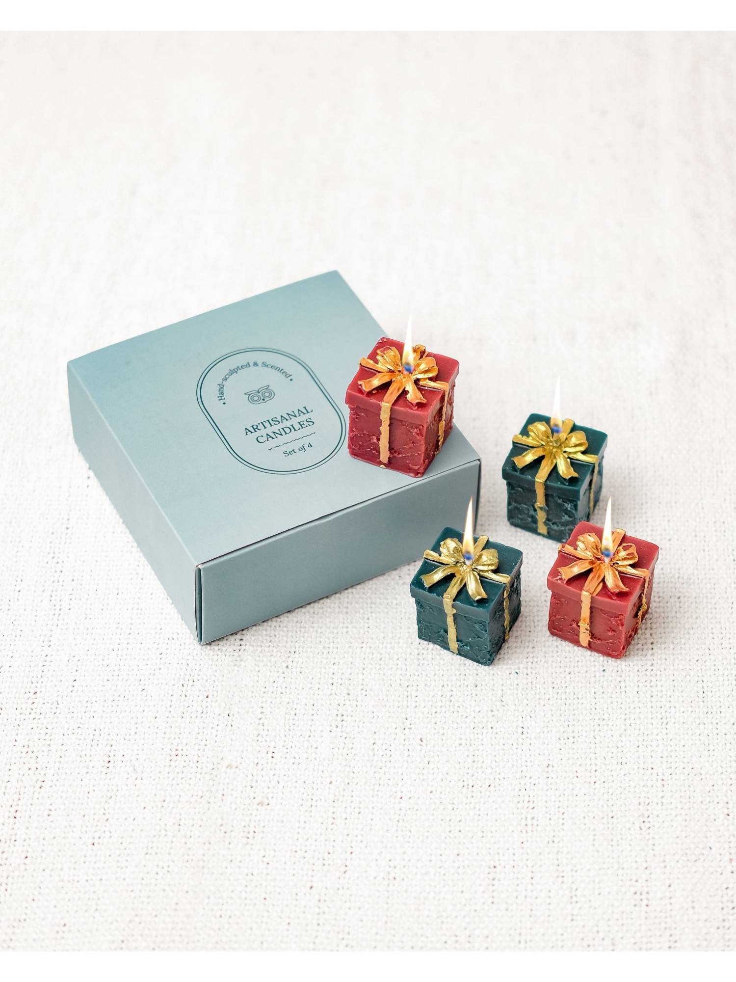 Chumbak Holiday Glow Gift Shaped Candles Set
