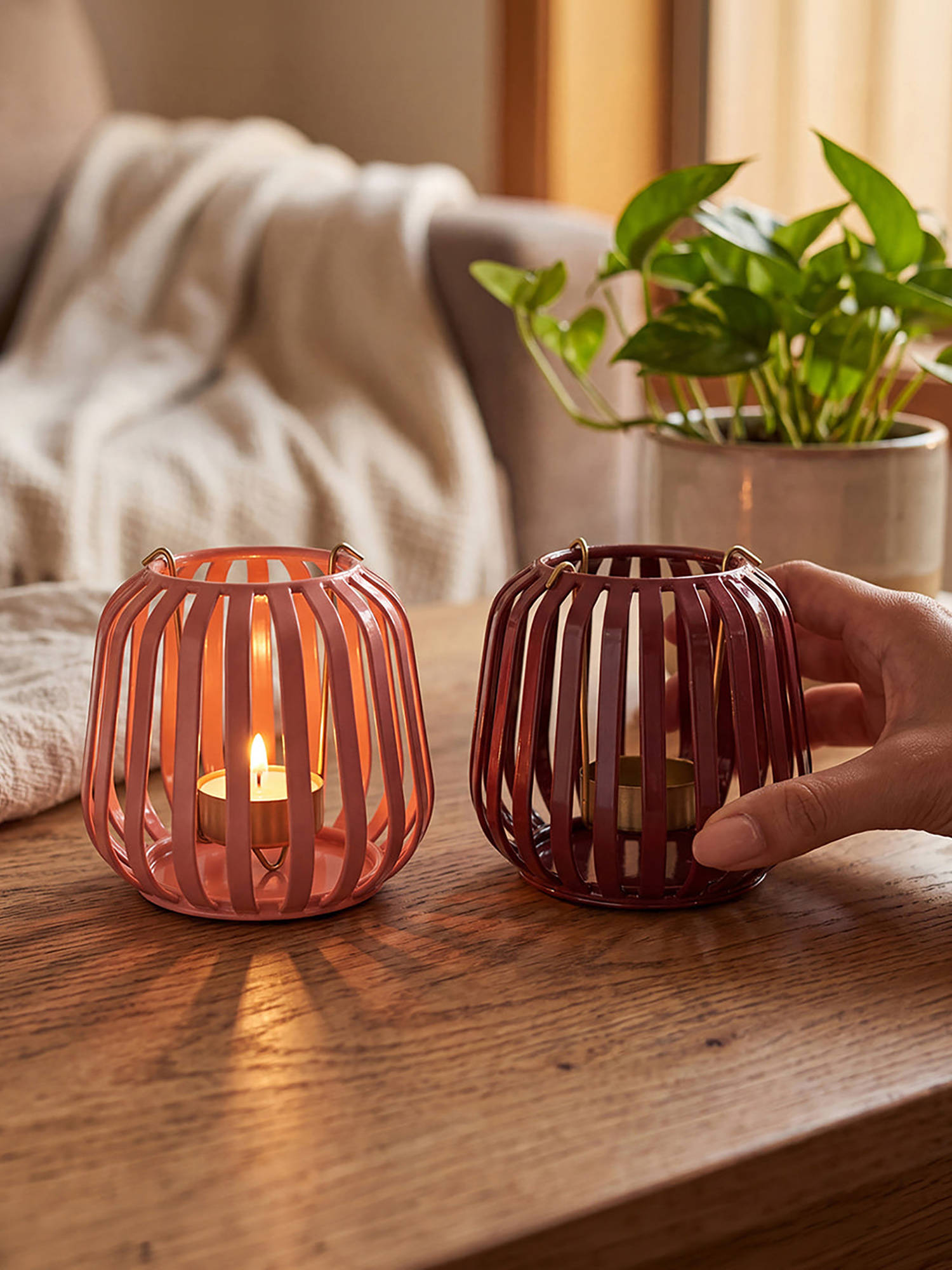 Chumbak Forest Glow Hurricane Candle Holder (Pack of 2)