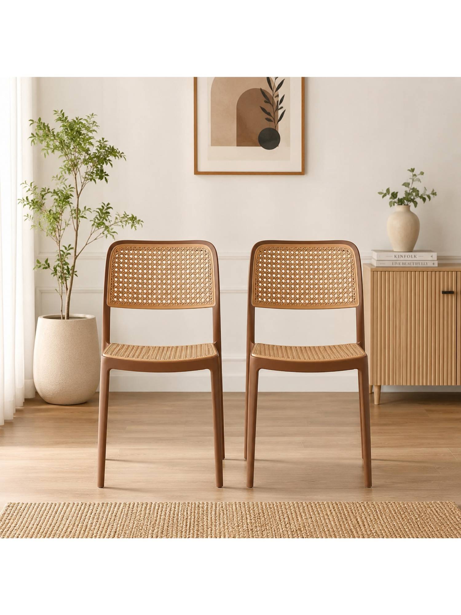 The Artment Retro Brown Chair Armless Mid-Century Modern Chair (Pack of 2)