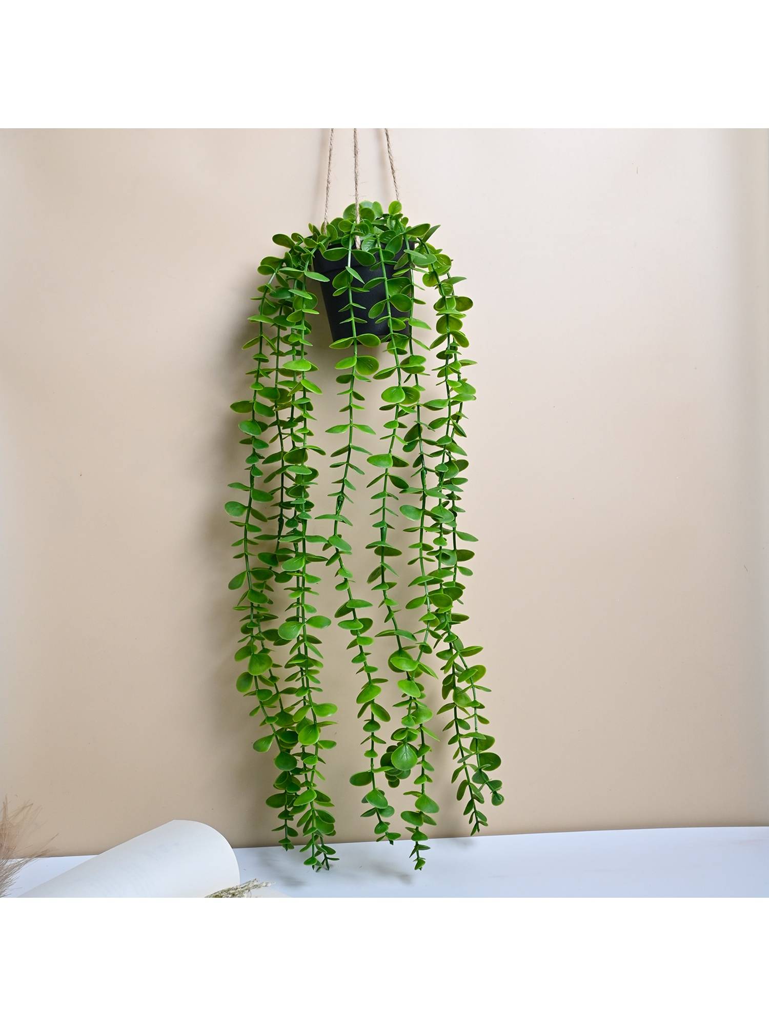 Voncasa Plastic Green Artificial Hanging Plant