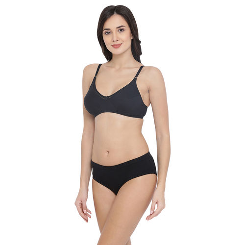 Buy Clovia Cotton Non-Padded Non-Wired Bra & Mid Waist Hipster