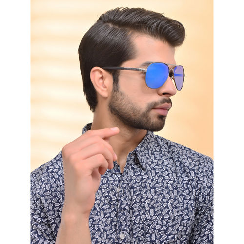 Royal Son Blue Mirrored Polarized Aviator Sunglasses