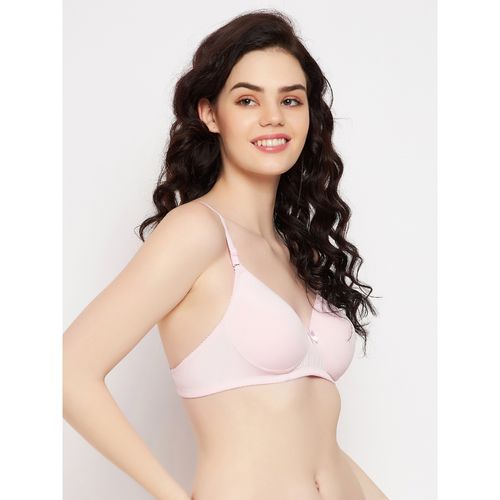 Buy Clovia Polyamide Solid Padded Full Cup Wire Free T-shirt Bra - White  online