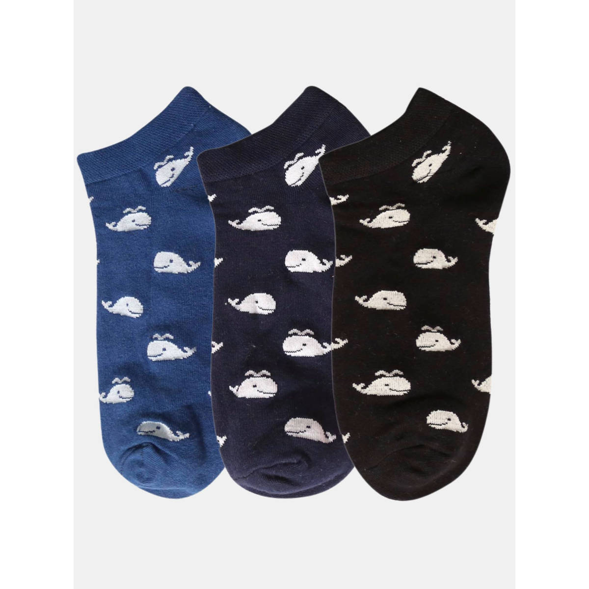 NEXT2SKIN Women Navy Blue & Black Marine Theme Cotton Socks (Pack of 3)