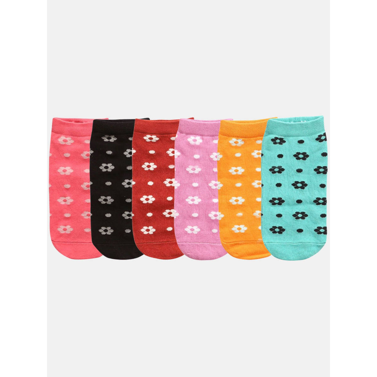 NEXT2SKIN Women Multi-Color Bloom Pattern Cotton Socks (Pack of 6)