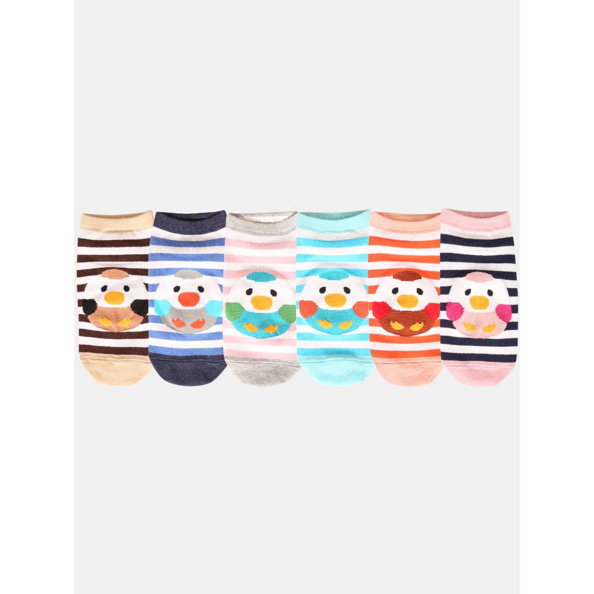 NEXT2SKIN Women Multi-Color Striped Print Cotton Socks (Pack of 6)