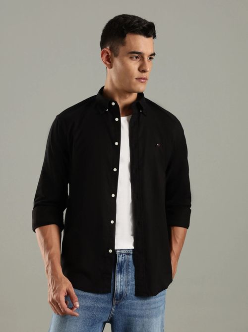 slim fit dress slacks Comfort Stretch Non-Iron Stripe Dress Shirt With Contrast Trim