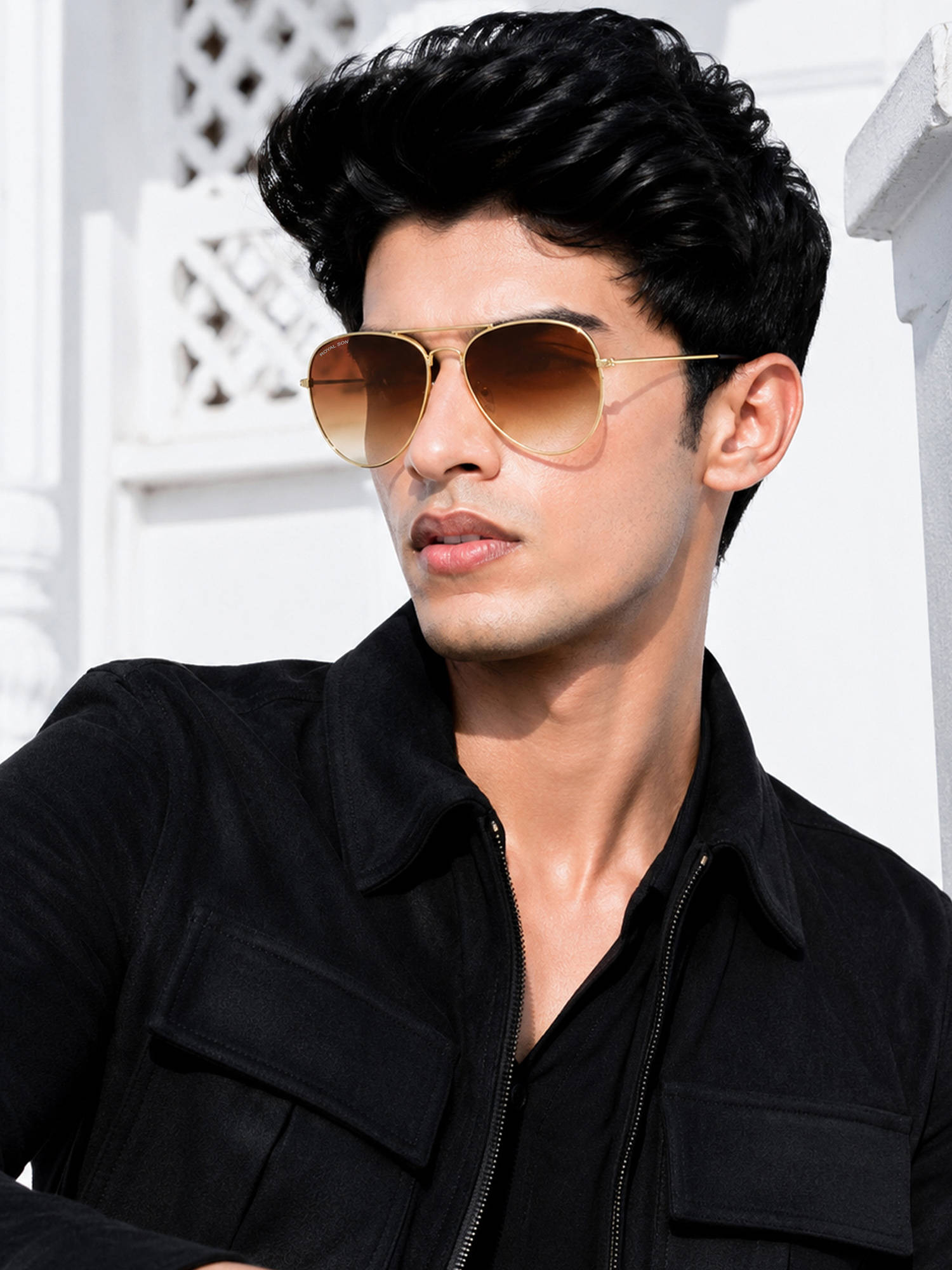 ROYAL SON Unisex Aviator Sunglasses Brown Gradient Lens -RS004AV
