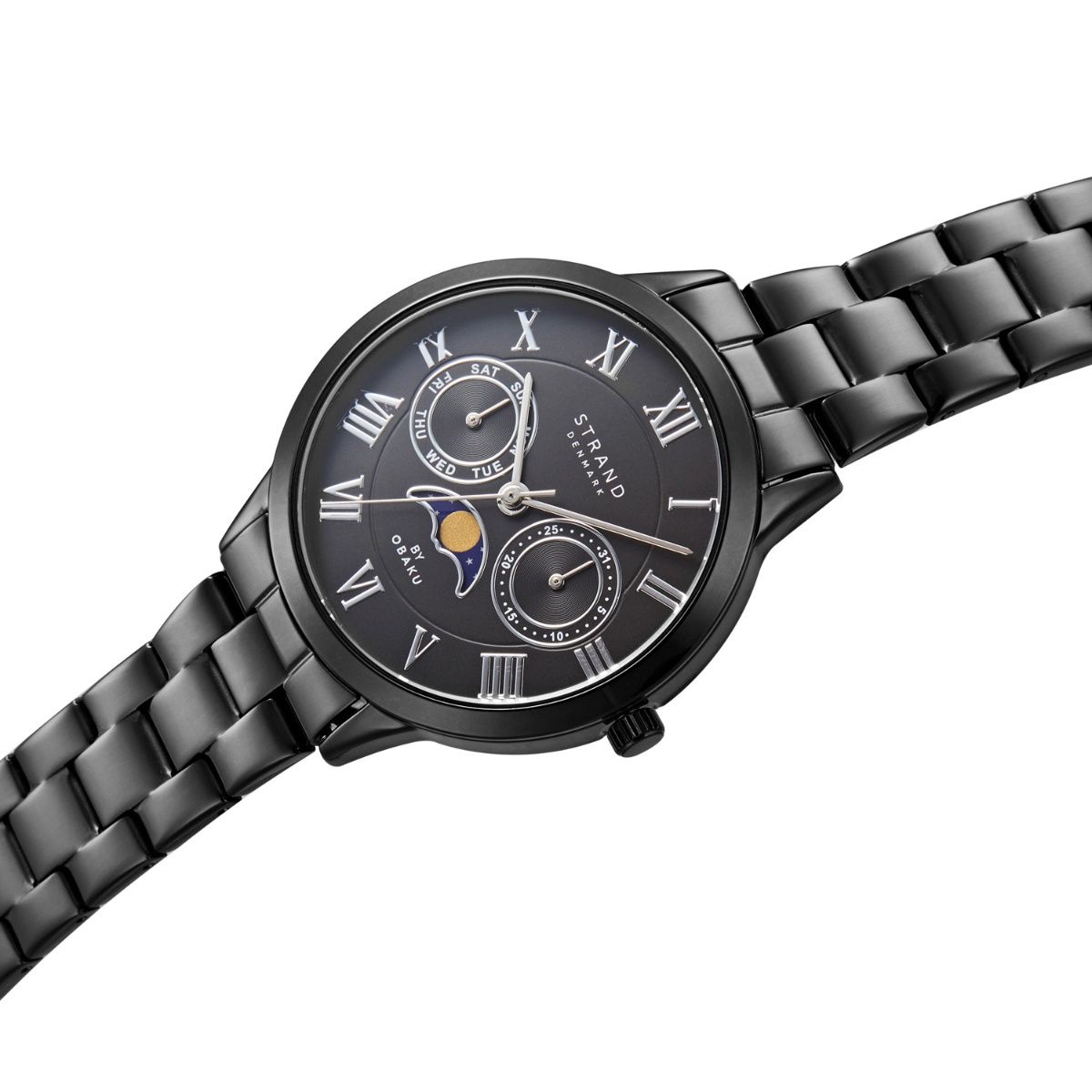 Buy Strand by Obaku Moon Mini Dark Moonphase Multifunction Black