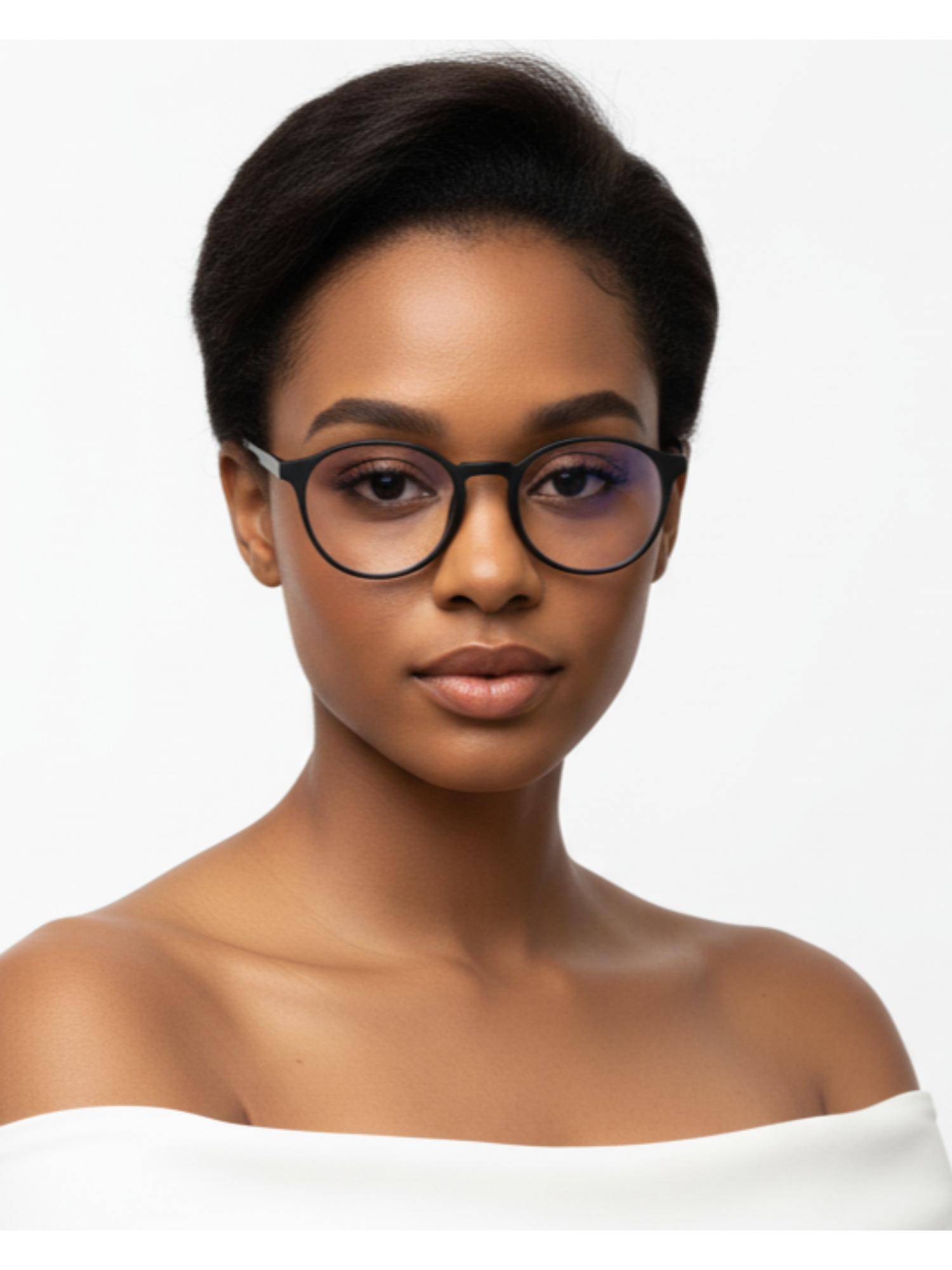 HASHTAG EYEWEAR MSYR-1188862-BLK Black Solid Pc Round Computer Glasses (49)