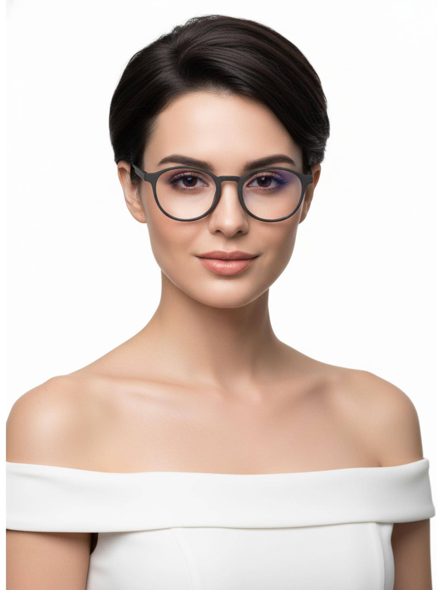 HASHTAG EYEWEAR MSYR-1188862-GRY Grey Solid Pc Round Computer Glasses (49)