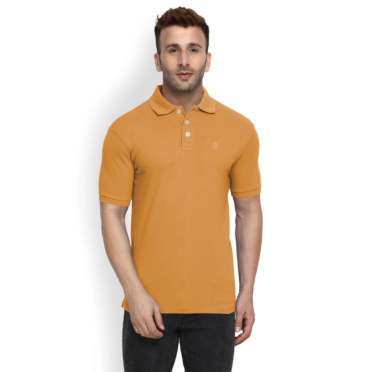 mustard golf shirt