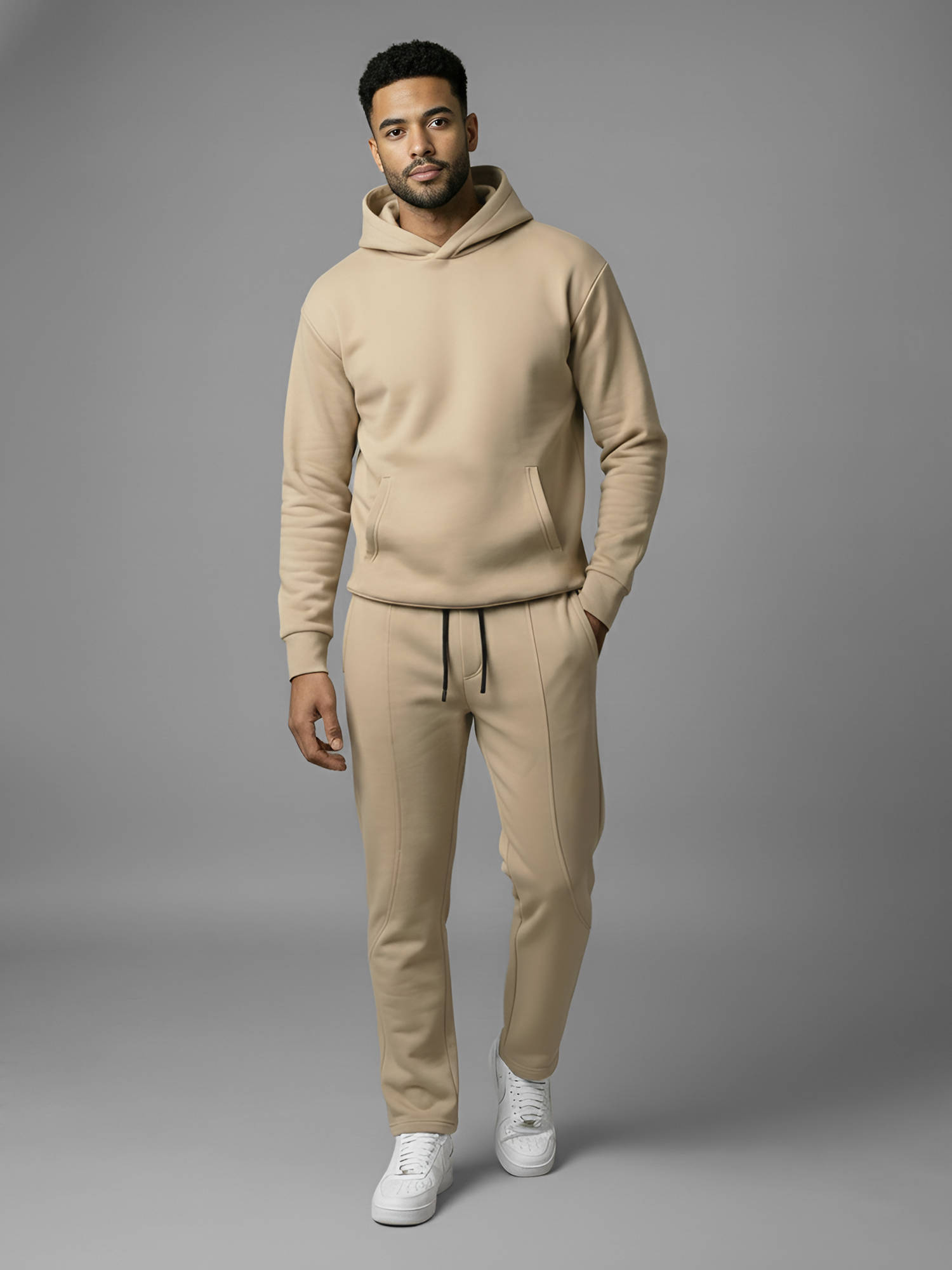 Buy Fitkin Men Beige Fawn Mid-Rise Straight Fit Trackpant Online