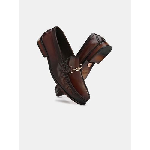 EGOSS Ibiza Genuine Leather Buckled Loafers Formal Shoes Brown