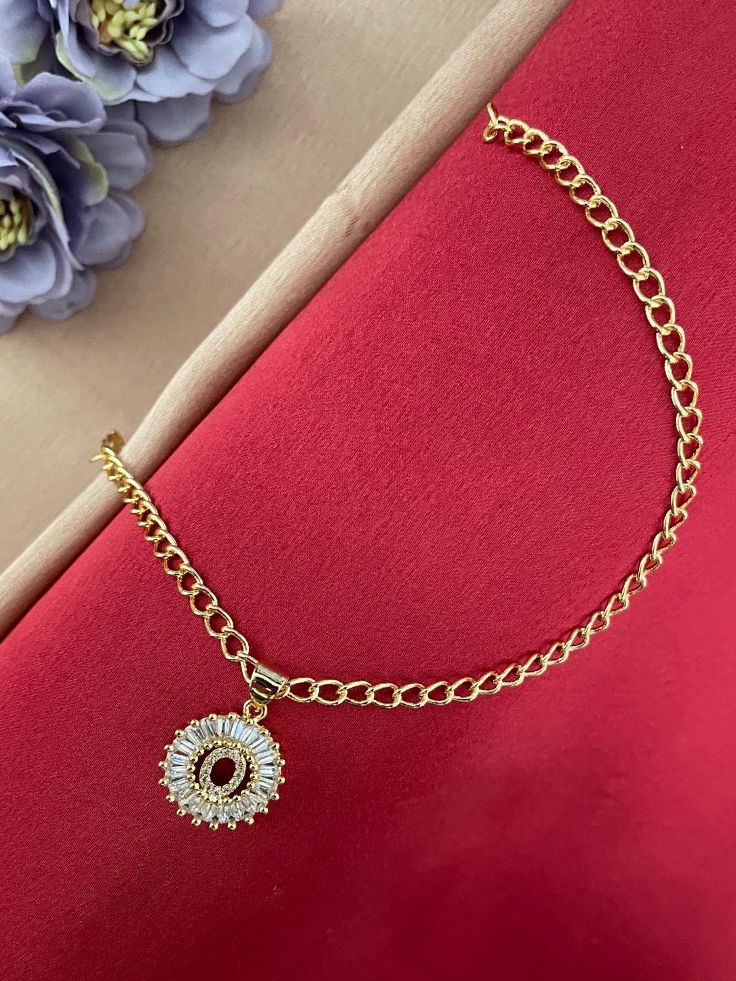 Digital Dress Room O Letter Diamond Bracelet Rakhi