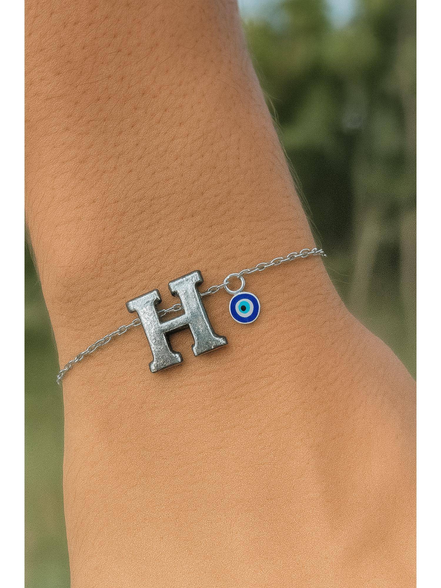 Digital Dress Room H Letter Evil Eye Bracelet Rakhi