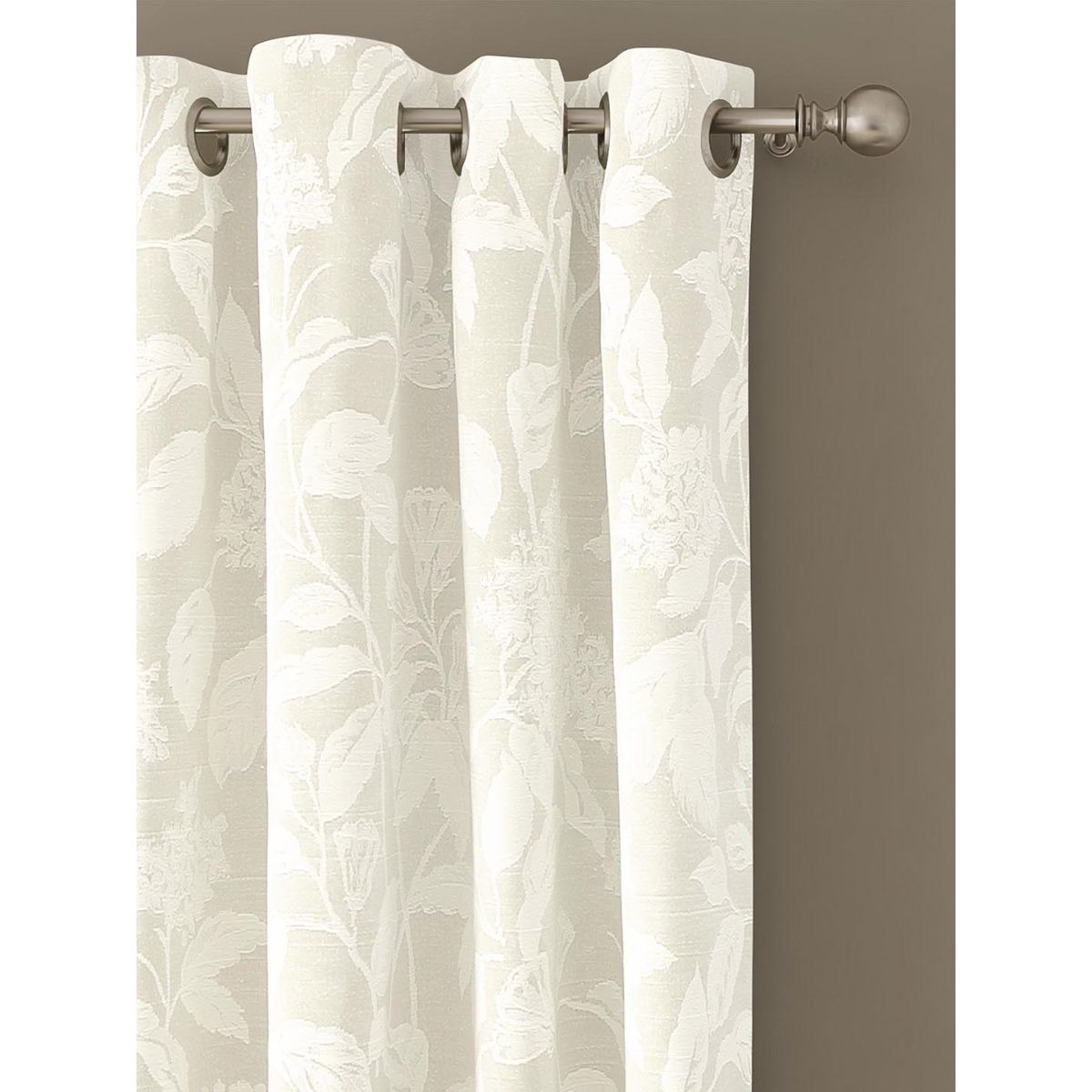 Buy GM Floral Room Darkening Curtains 7 Feet in Off White Colour (Set