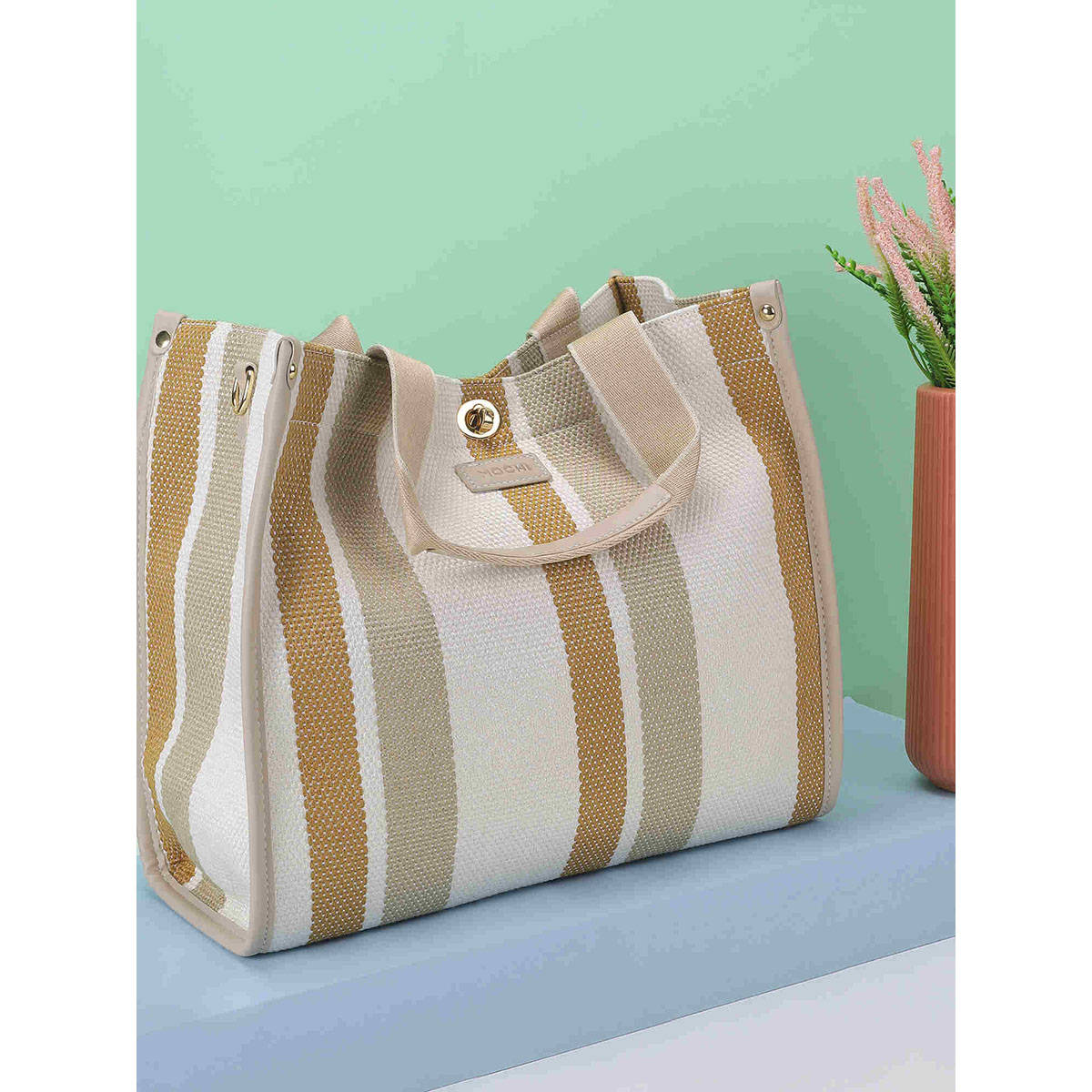 Mochi Women Stripes Multi-Color Handbag (10)