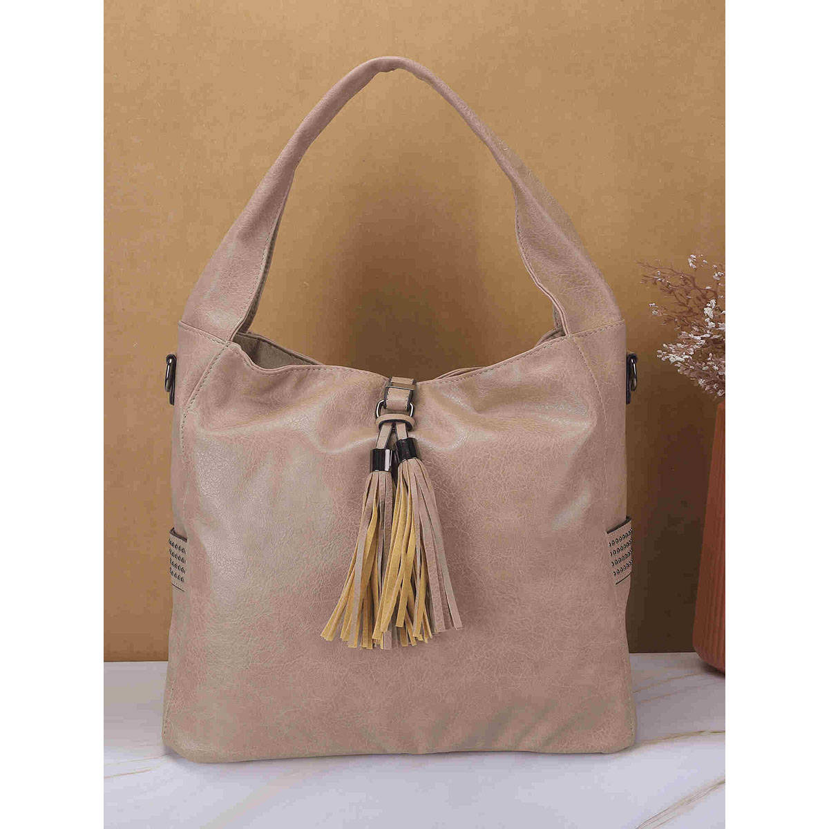 Mochi Women Beige Tote Bag (10)