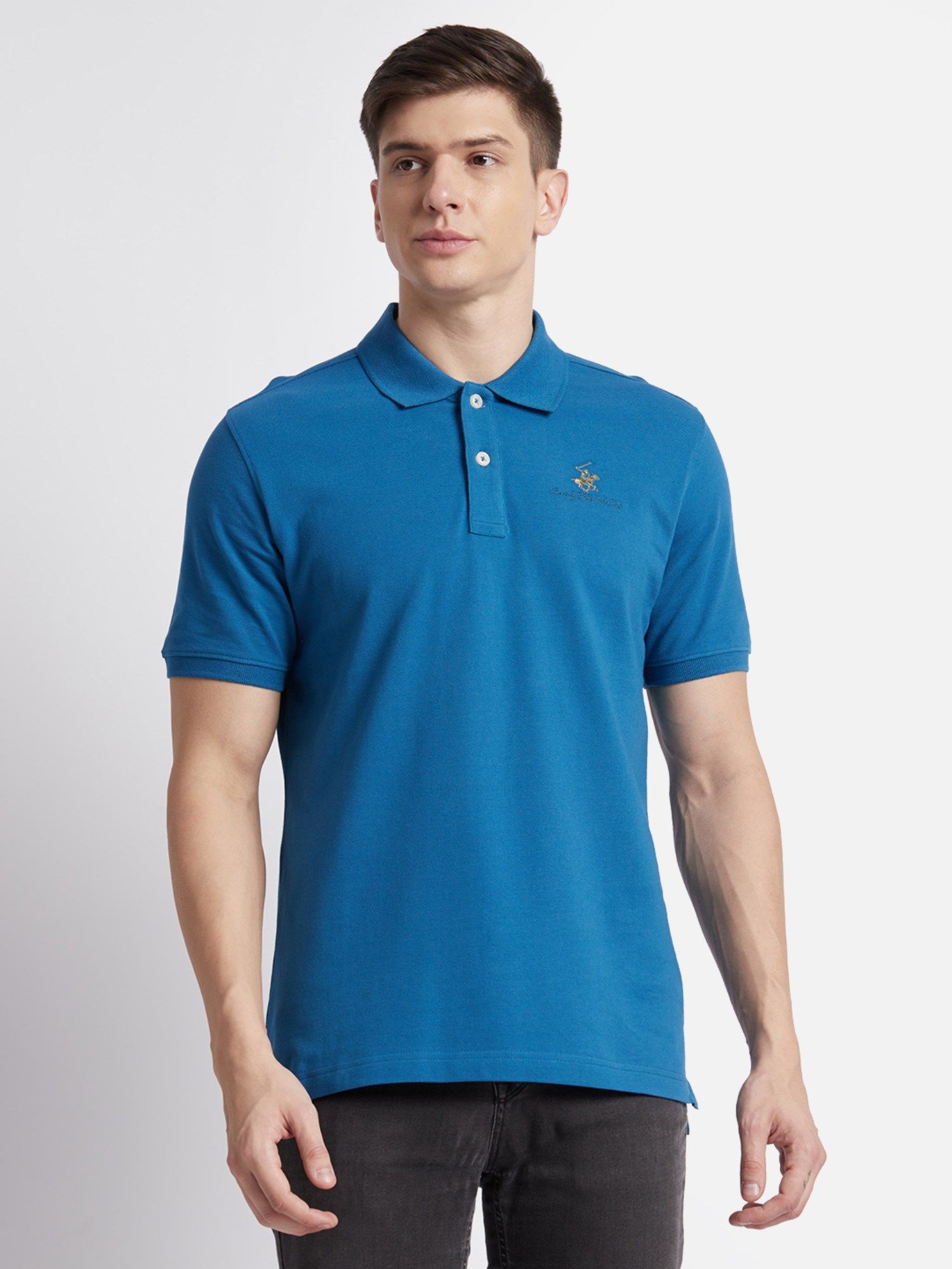 Buy Beverly Hills Polo Club Core Pique Blue Polo T-Shirt Online