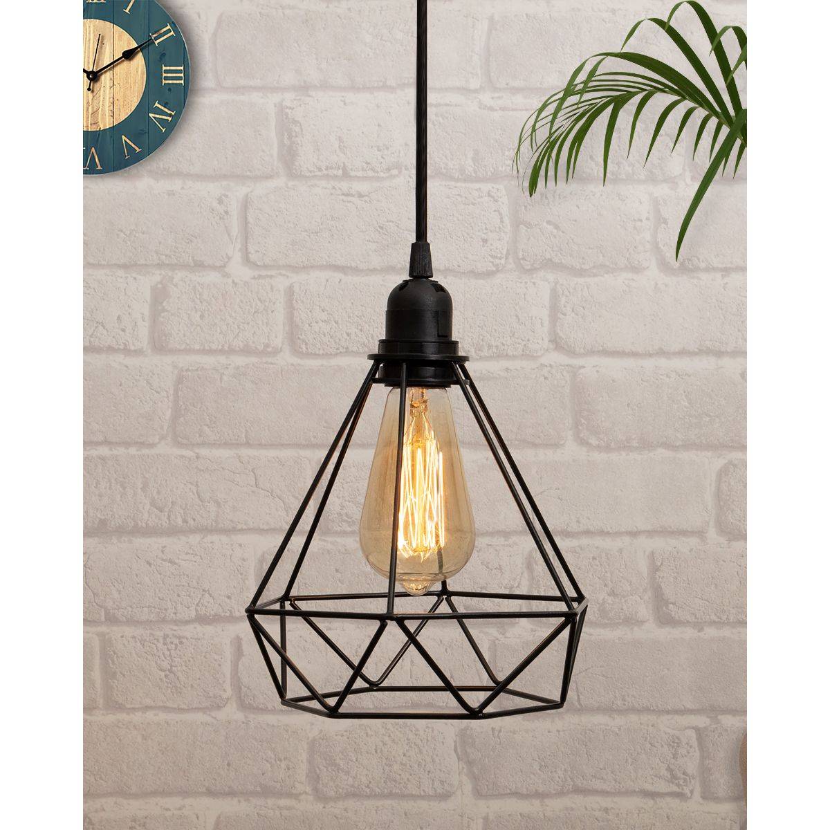 Homesake Black Metal Cage Pendant Black Holder