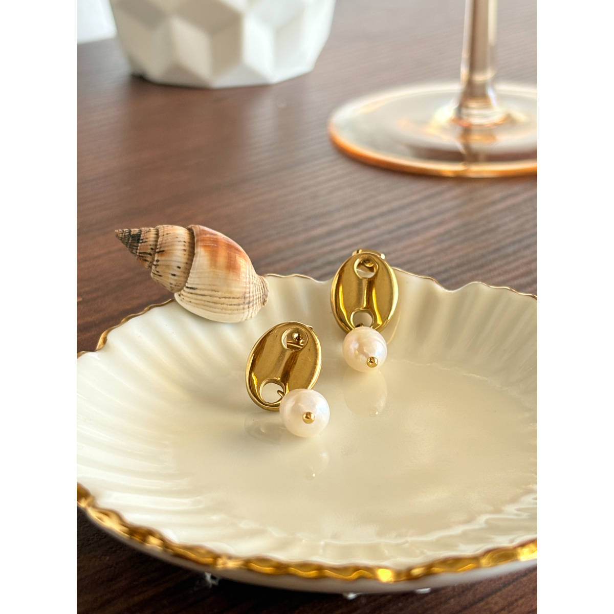 AMOSSH Waterproof 18K Gold Plated Rinny Earrings